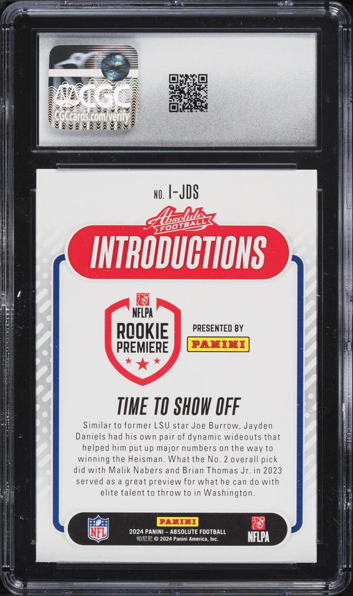 2024 Absolute Introductions Jayden Daniels ROOKIE #I-JDS CGC 9.5 MINT+