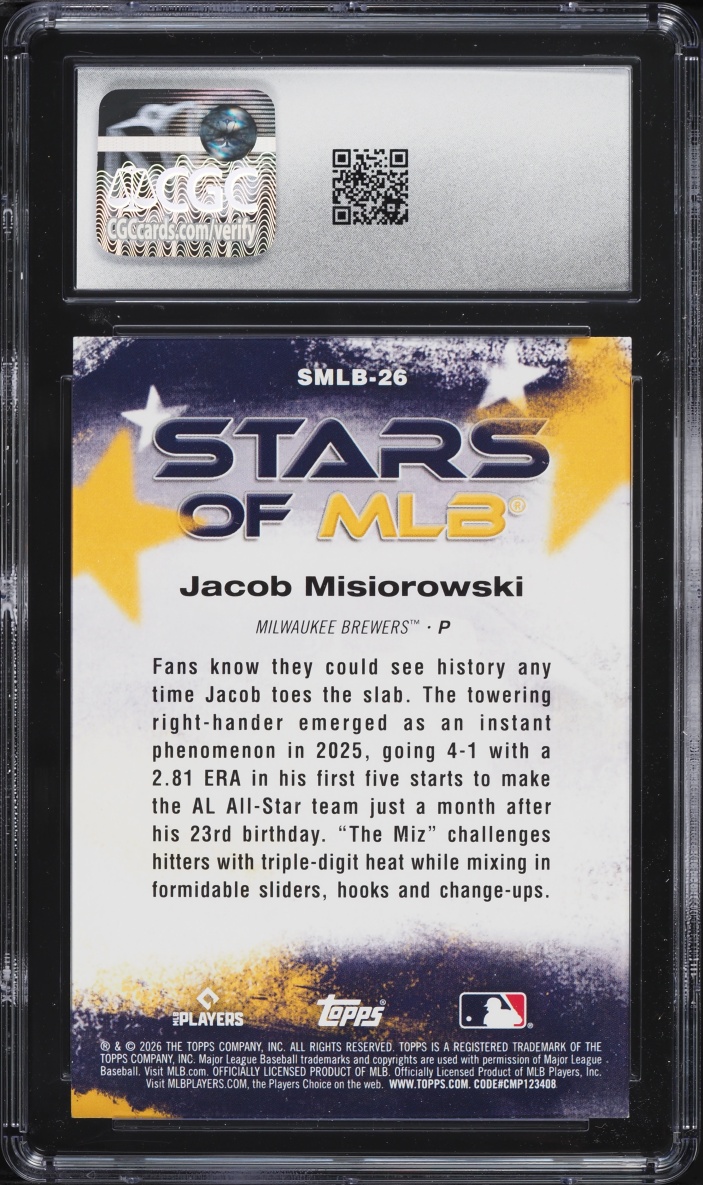 2026 Topps Stars Of MLB Jacob Misiorowski ROOKIE #SMLB-26 CGC 10 GEM MINT
