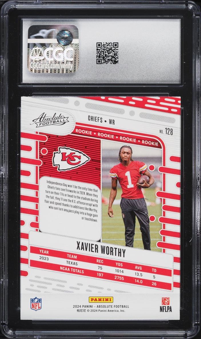 2024 Absolute Football Xavier Worthy ROOKIE #128 CGC 10 GEM MINT