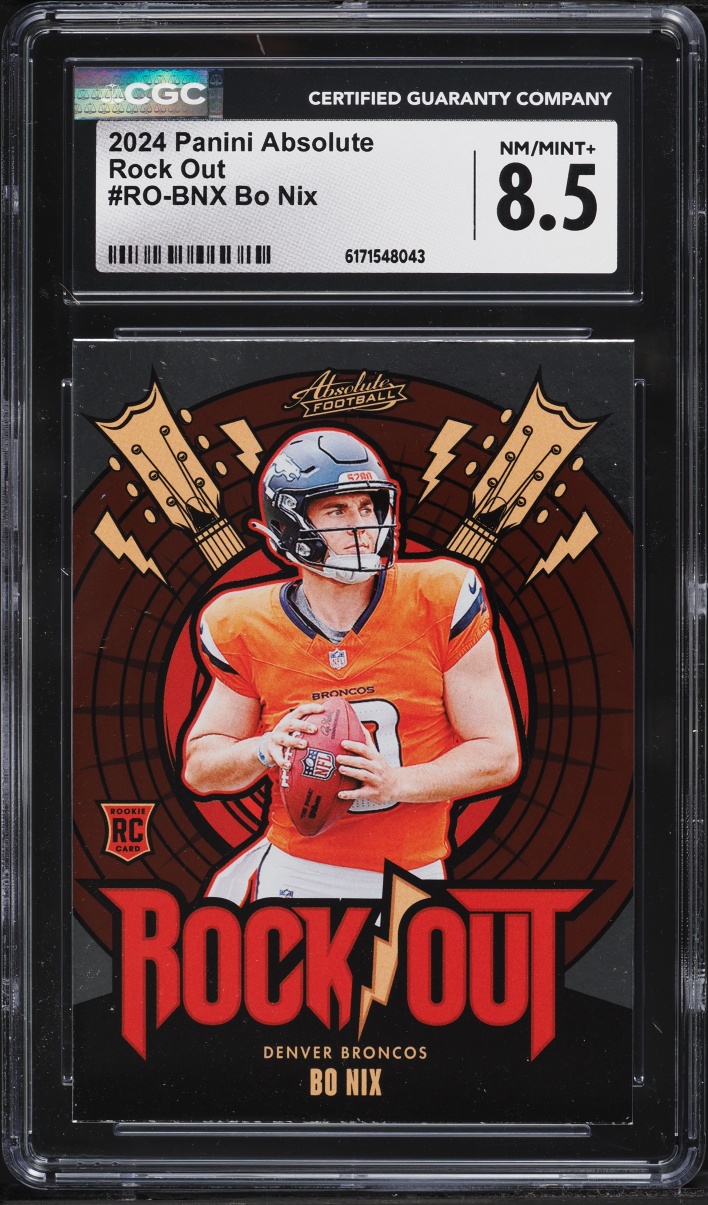 2024 Absolute Rock Out Bo Nix ROOKIE #RO-BNX CGC 8.5 NM-MT+