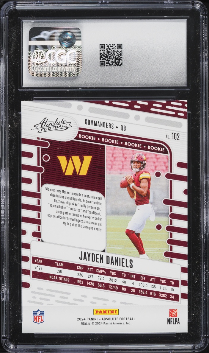 2024 Absolute Football Jayden Daniels ROOKIE #102 CGC 10 GEM MINT