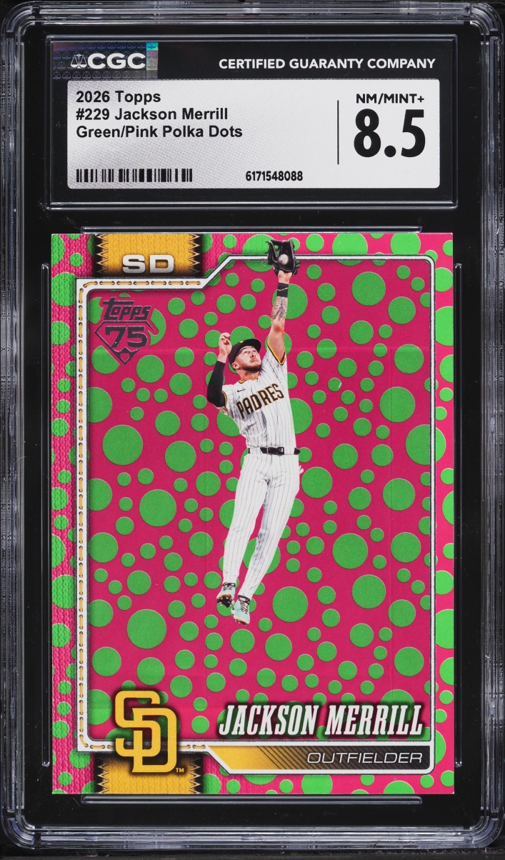 2026 Topps Green Pink Polka Dots Jackson Merrill #229 CGC 8.5 NM-MT+