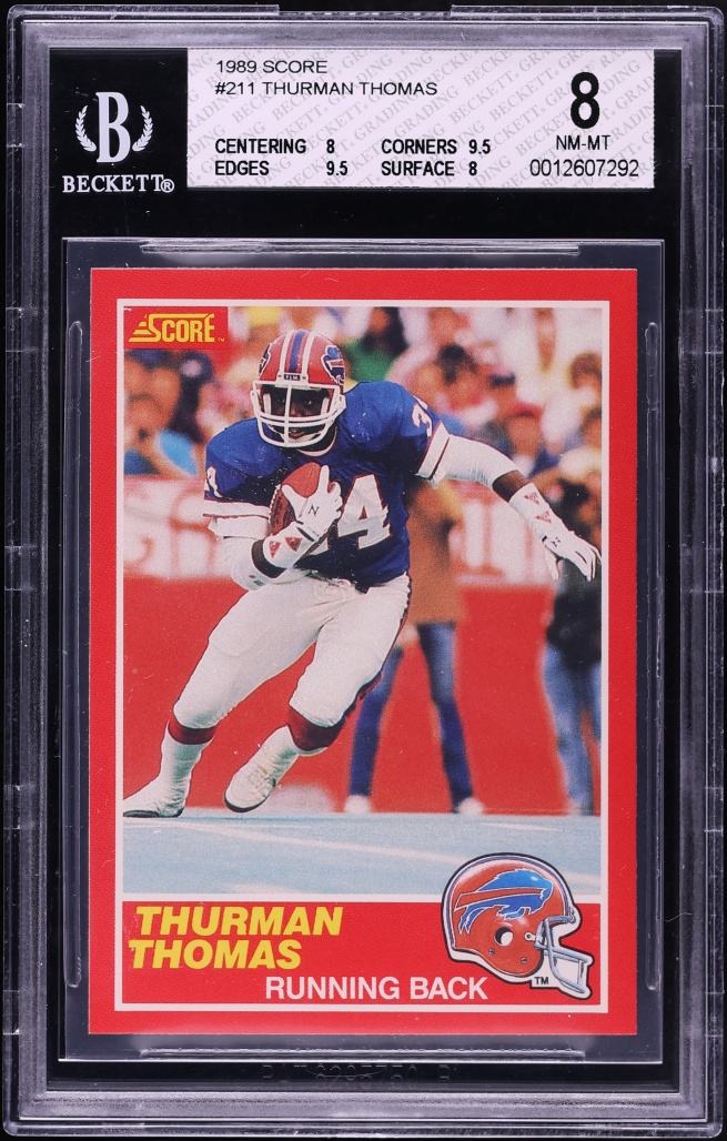 1989 Score Football Thurman Thomas ROOKIE #211 BGS 8 NM-MT