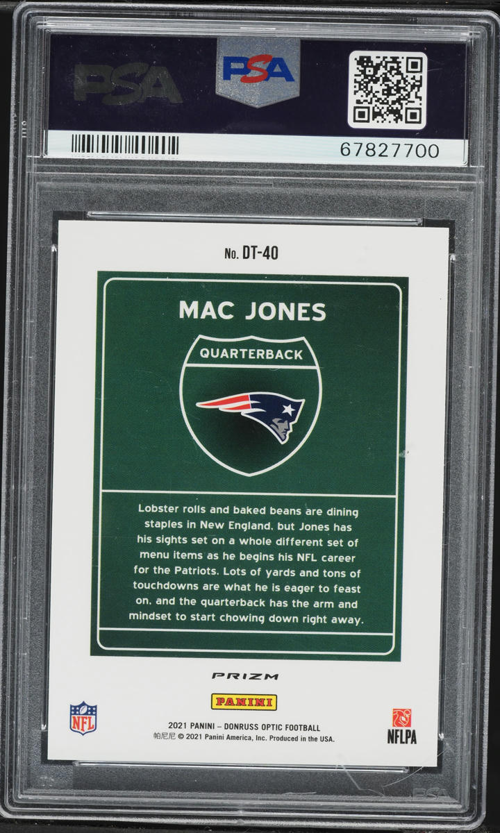 2021 Donruss Optic Downtown Mac Jones ROOKIE #DT-40 PSA 9 MINT