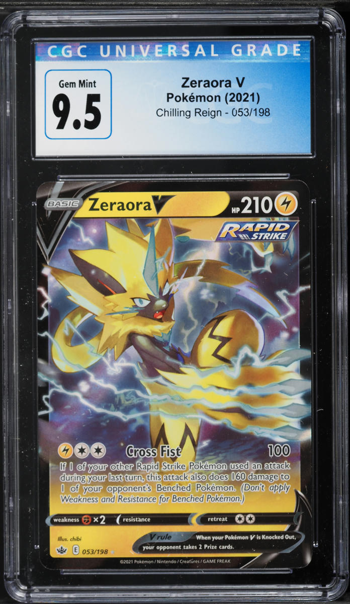2021 Pokemon Sword & Shield Chilling Reign Full Art Zeraora V #53 CGC 9.5 GEM MINT