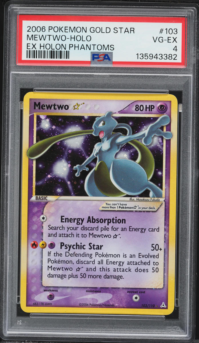 2006 Pokemon EX Holon Phantoms Holo Mewtwo Gold Star #103 PSA 4 VGEX