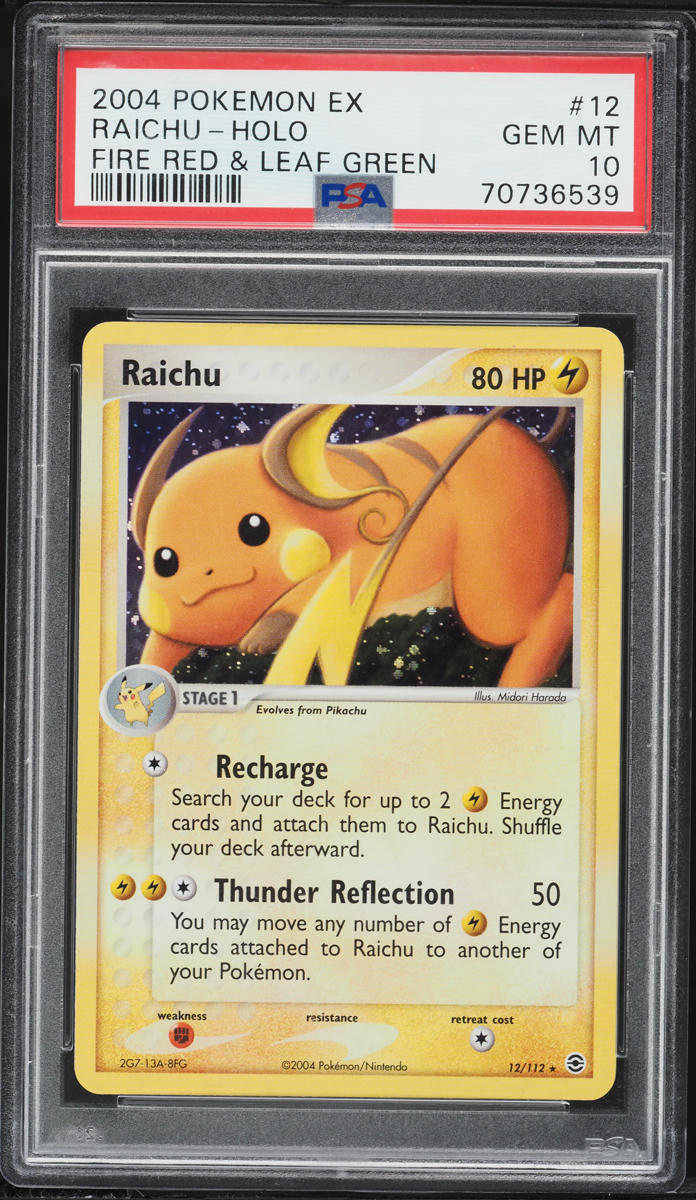 2004 Pokemon EX Fire Red & Leaf Green Holo Raichu #12 PSA 10 GEM MINT