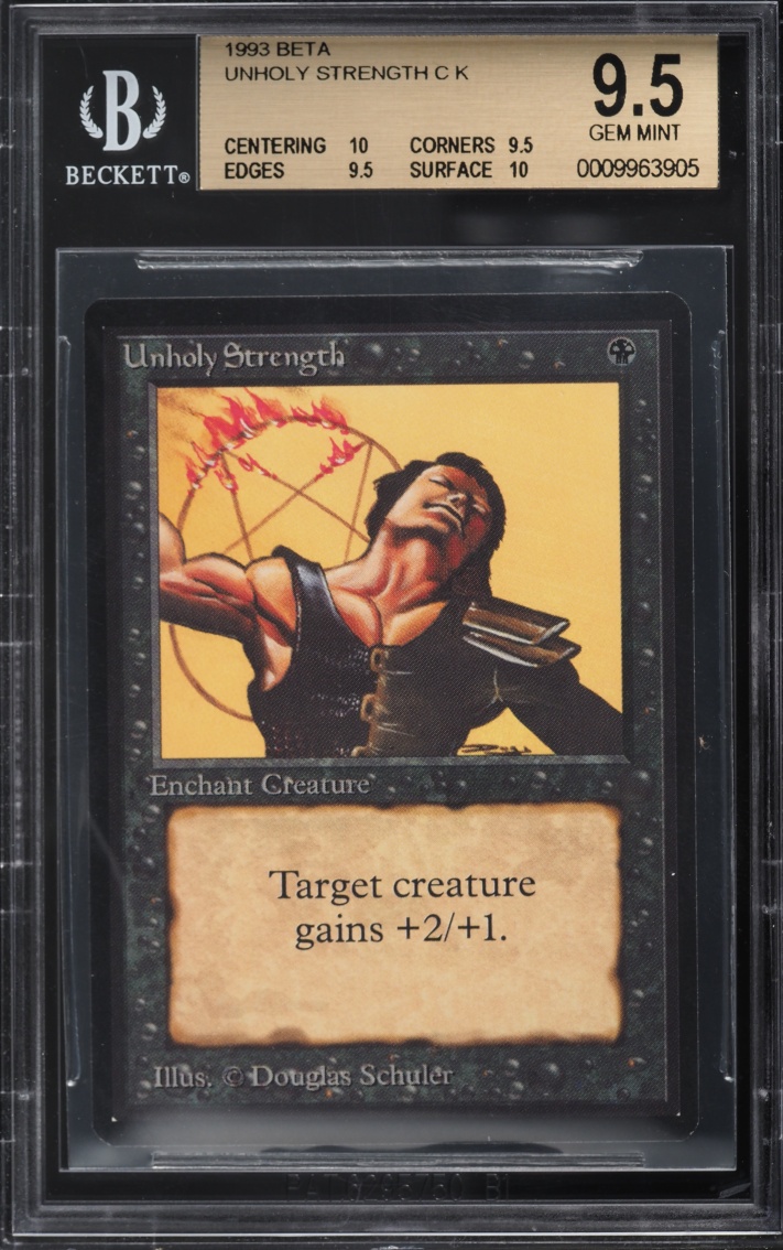 1993 Magic The Gathering MTG Beta Unholy Strength BGS 9.5 GEM MINT