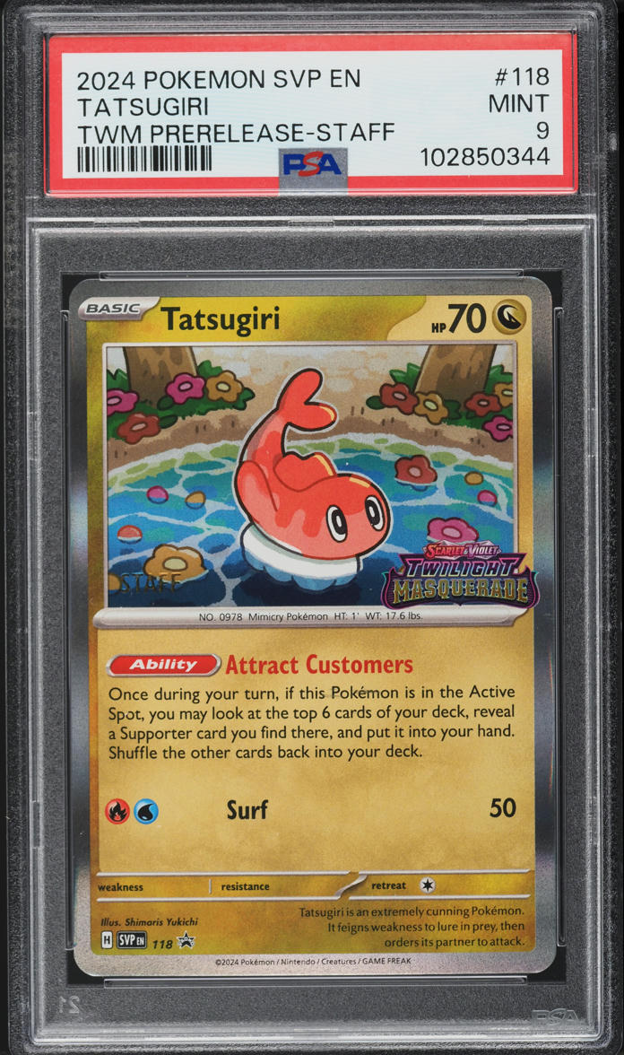 2024 Pokemon SV Promo Twilight Masquerade Prerelease Staff Tatsugiri #118 PSA 9