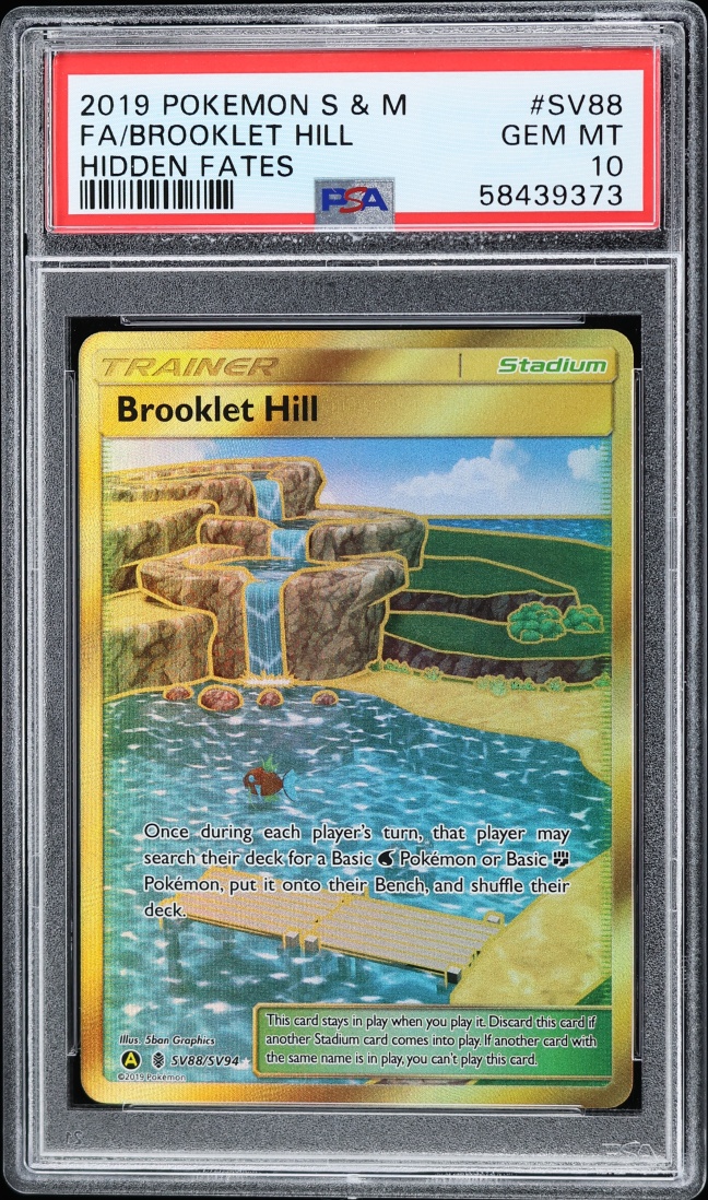 2019 Pokemon Sun & Moon Hidden Fates Gold Rare Brooklet Hill #SV88 PSA 10 GEM MINT