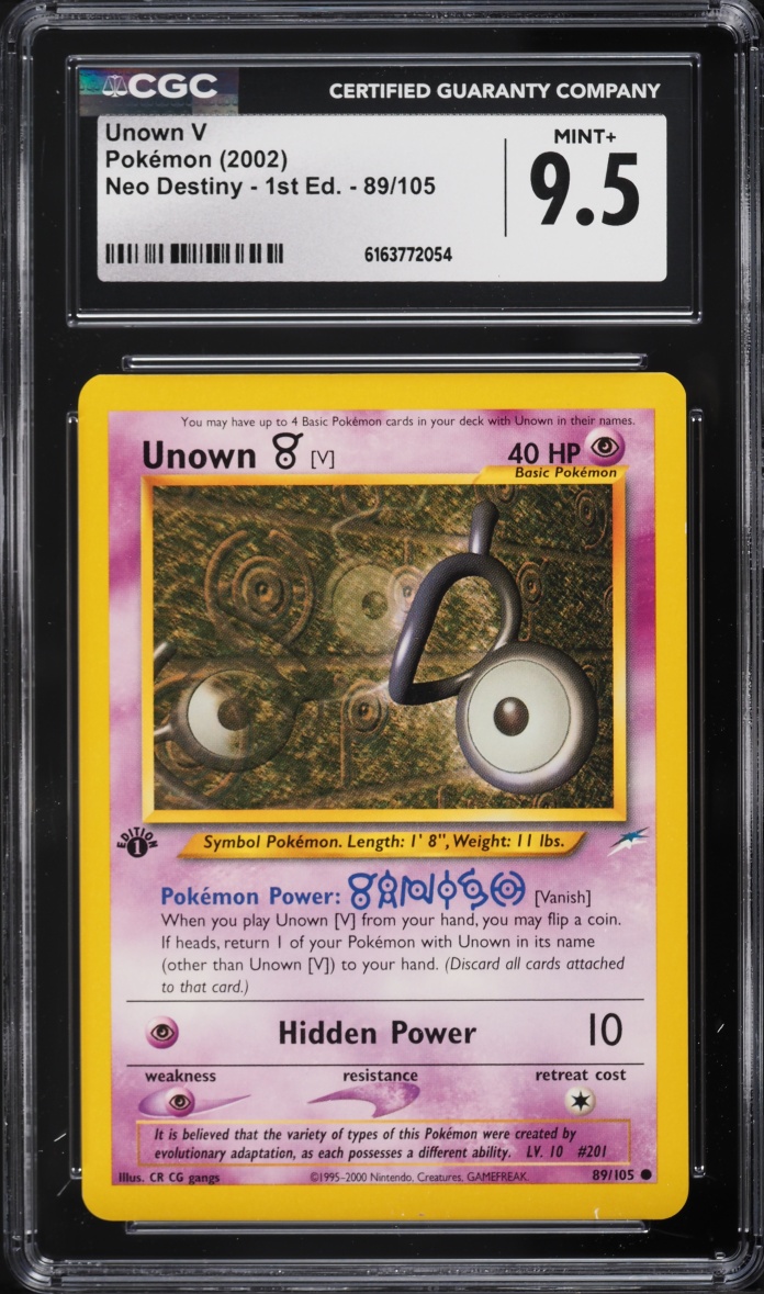 2002 Pokemon Neo Destiny 1st Edition Unown V #89 CGC 9.5 MINT+