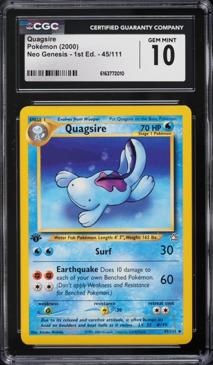 2000 Pokemon Neo Genesis 1st Edition Quagsire #45 CGC 10 GEM MINT