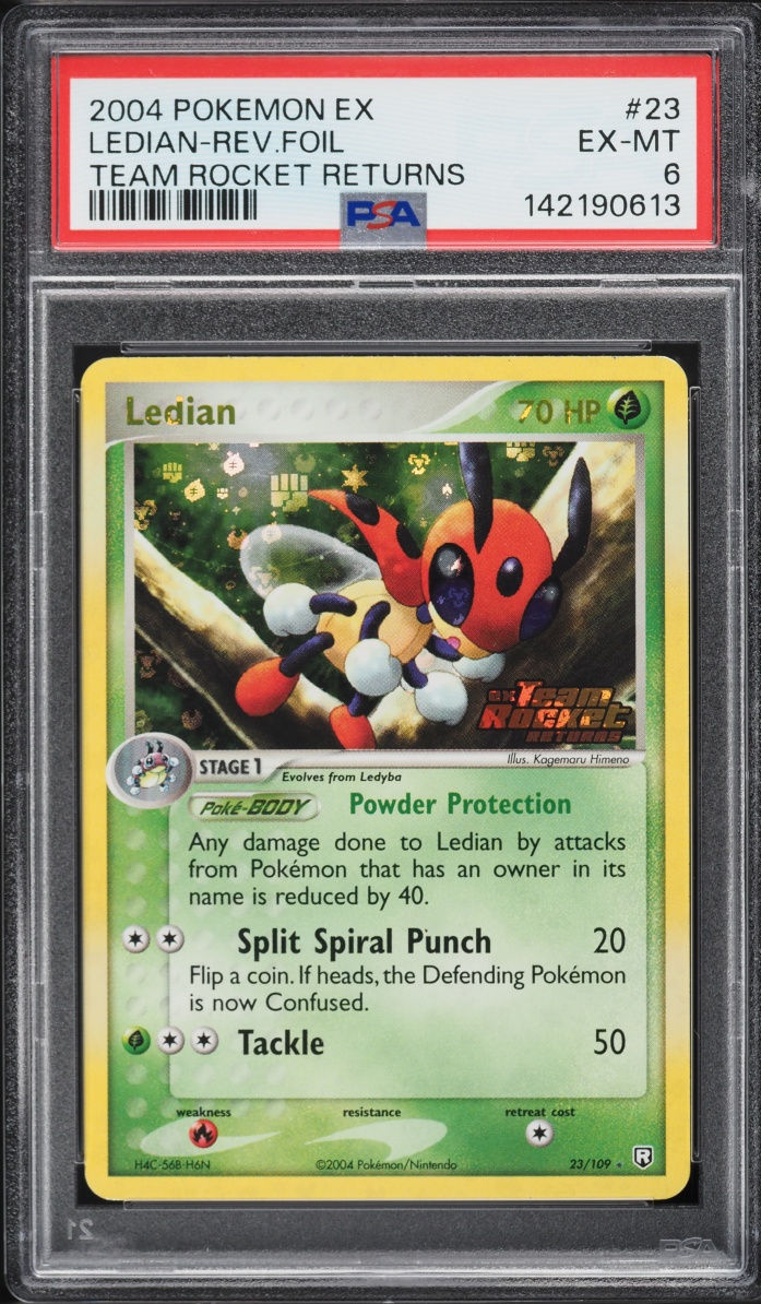 2004 Pokemon EX Team Rocket Returns Reverse Holo Ledian #23 PSA 6 EXMT