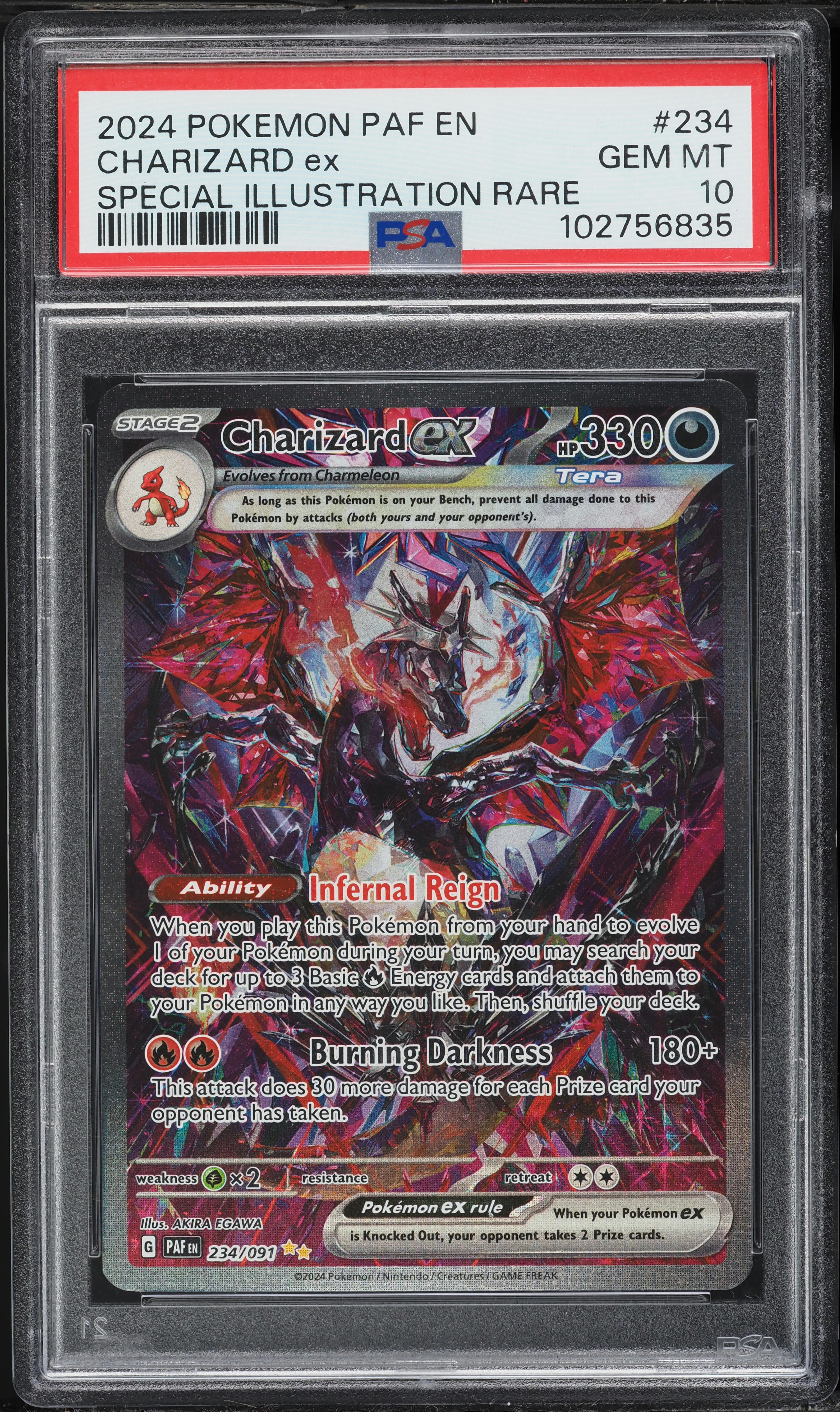 2024 Pokemon Scarlet & Violet Paldean Fates SIR Charizard Ex #234 PSA 10 GEM MINT