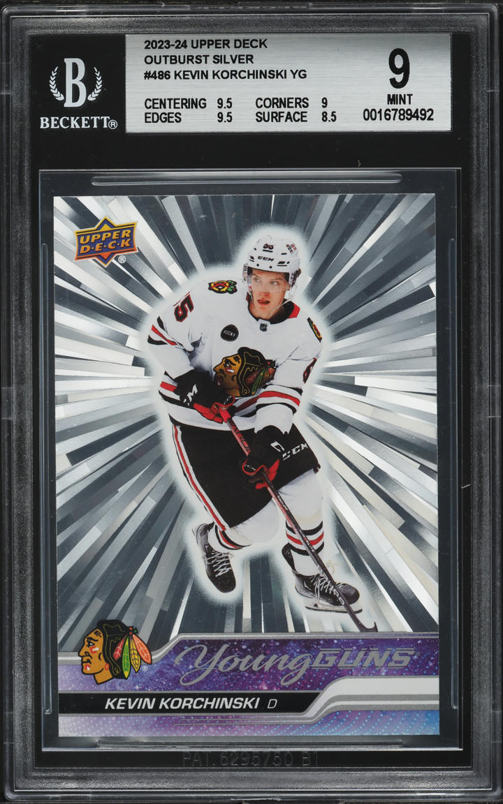 2023 Upper Deck Young Guns Outburst Silver Kevin Korchinski ROOKIE #486 BGS 9