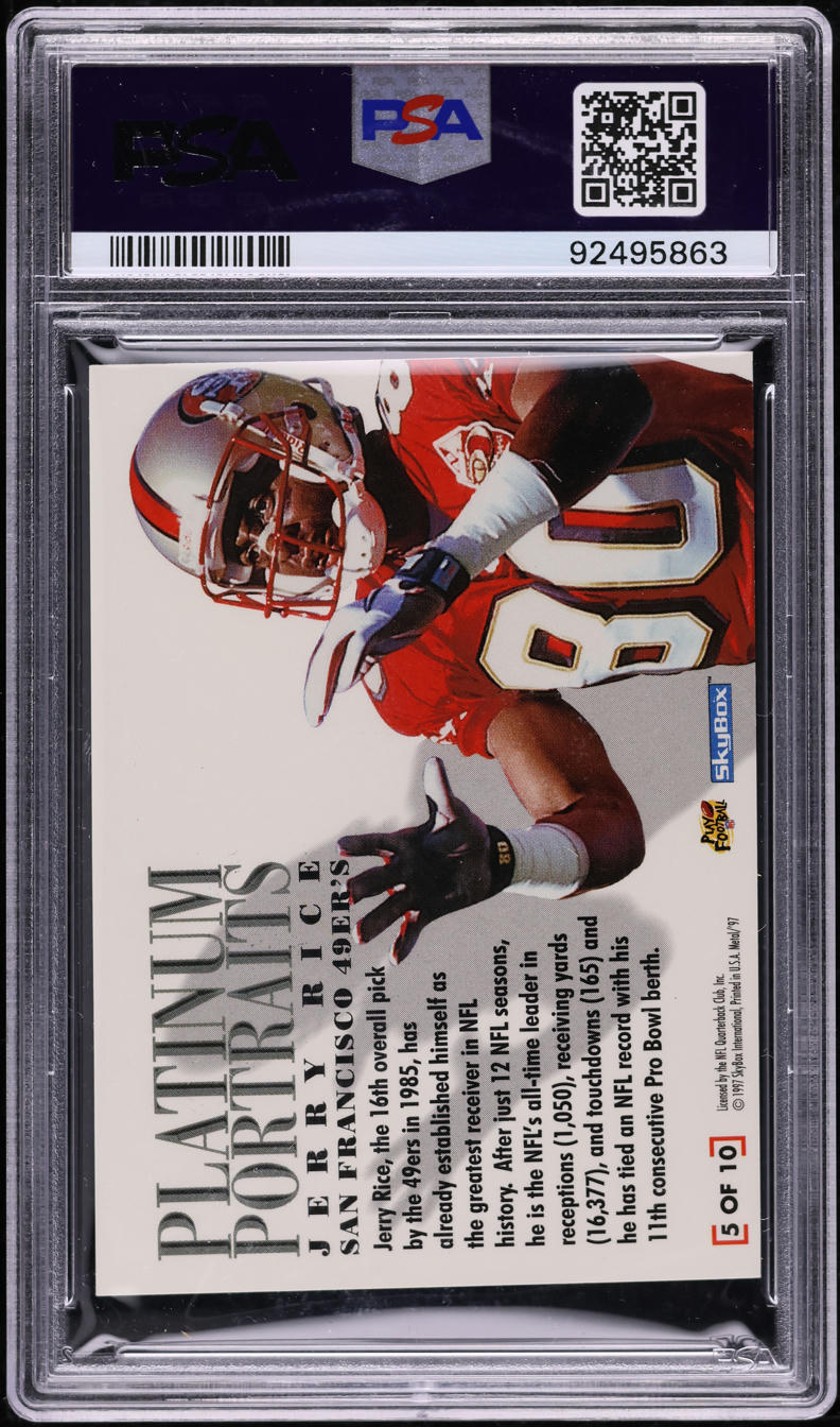 1997 Metal Universe Platinum Portraits Jerry Rice #5 PSA 10 GEM MINT on ...