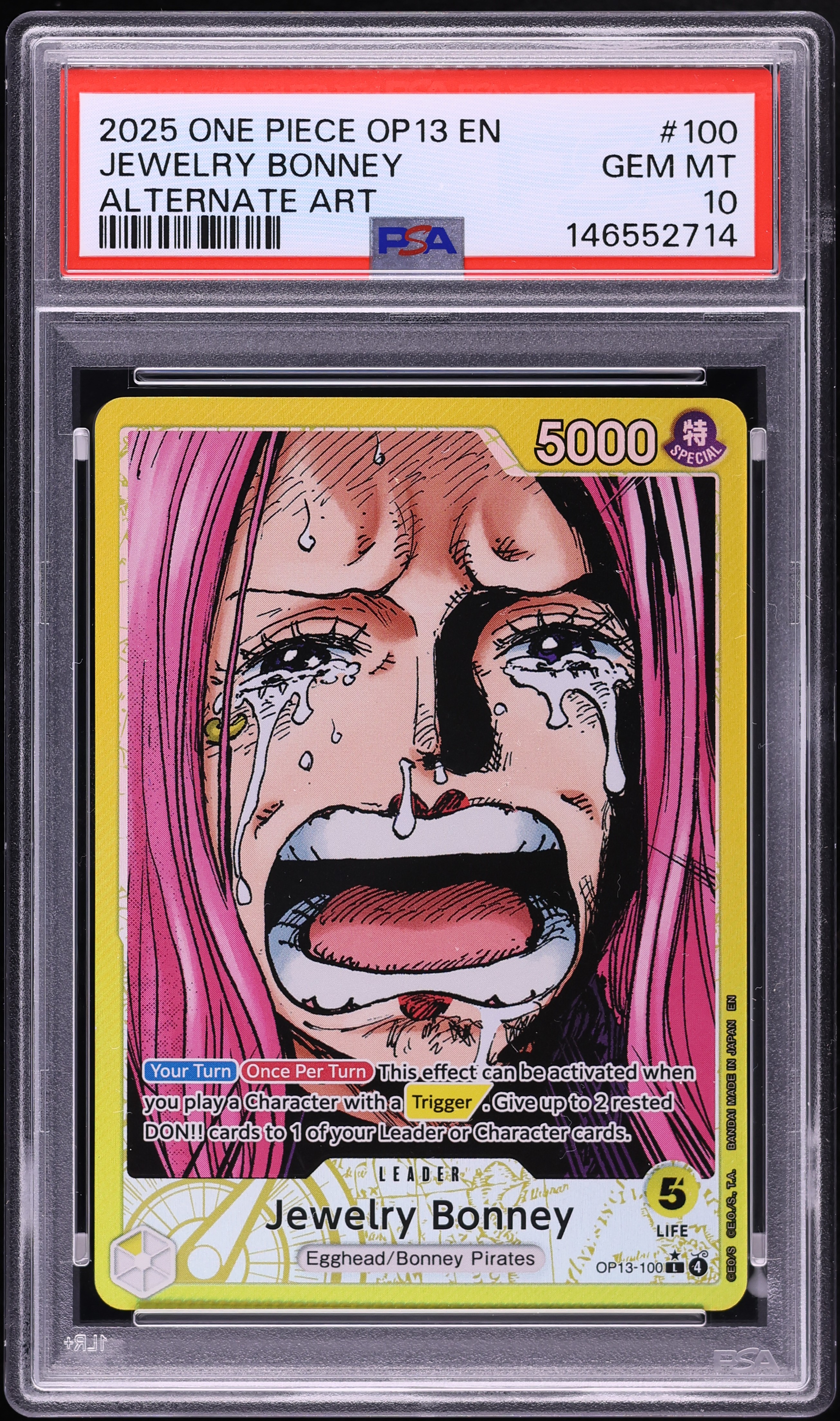 2025 One Piece Carrying On His Will Alt Art Jewelry Bonney #OP13-100 PSA 10 GEM MINT