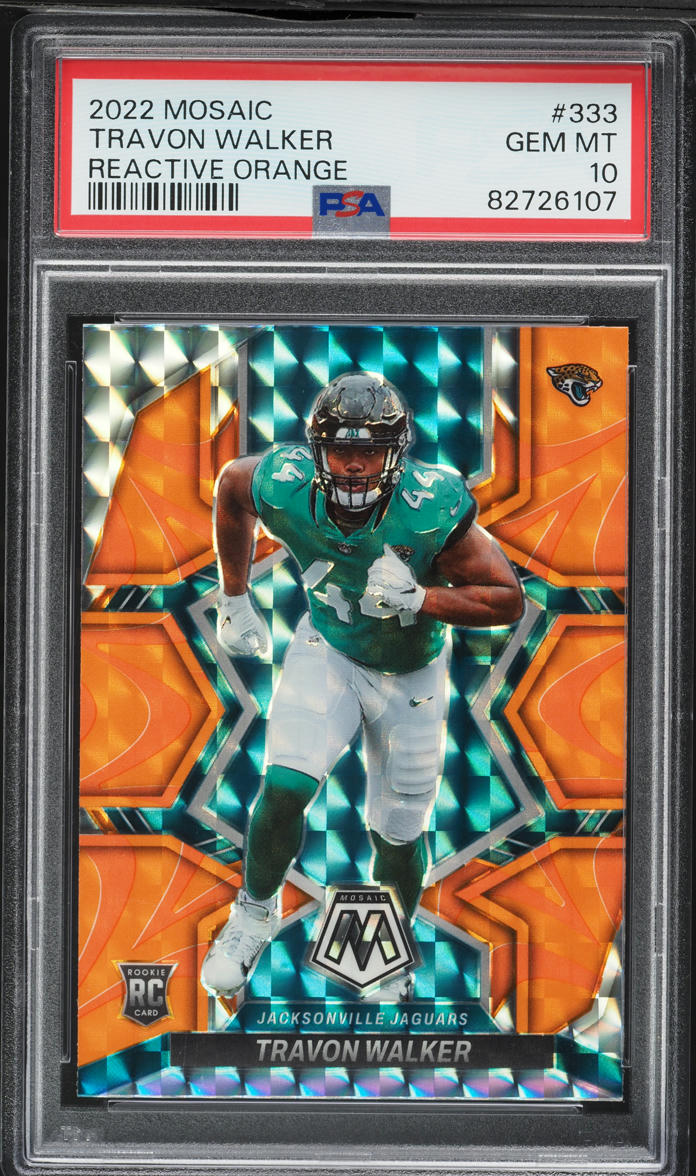 2022 Panini Mosaic Reactive Orange Travon Walker ROOKIE #333 PSA