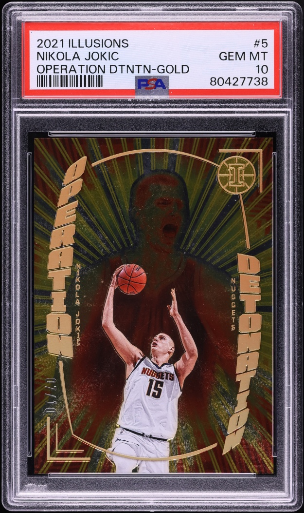 2021 Panini Illusions Operation Detonation Gold Nikola Jokic /10 #5 PSA 10 GEM MINT