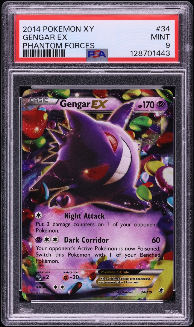 2014 Pokemon XY Phantom Forces Gengar EX #34 PSA 9 MINT