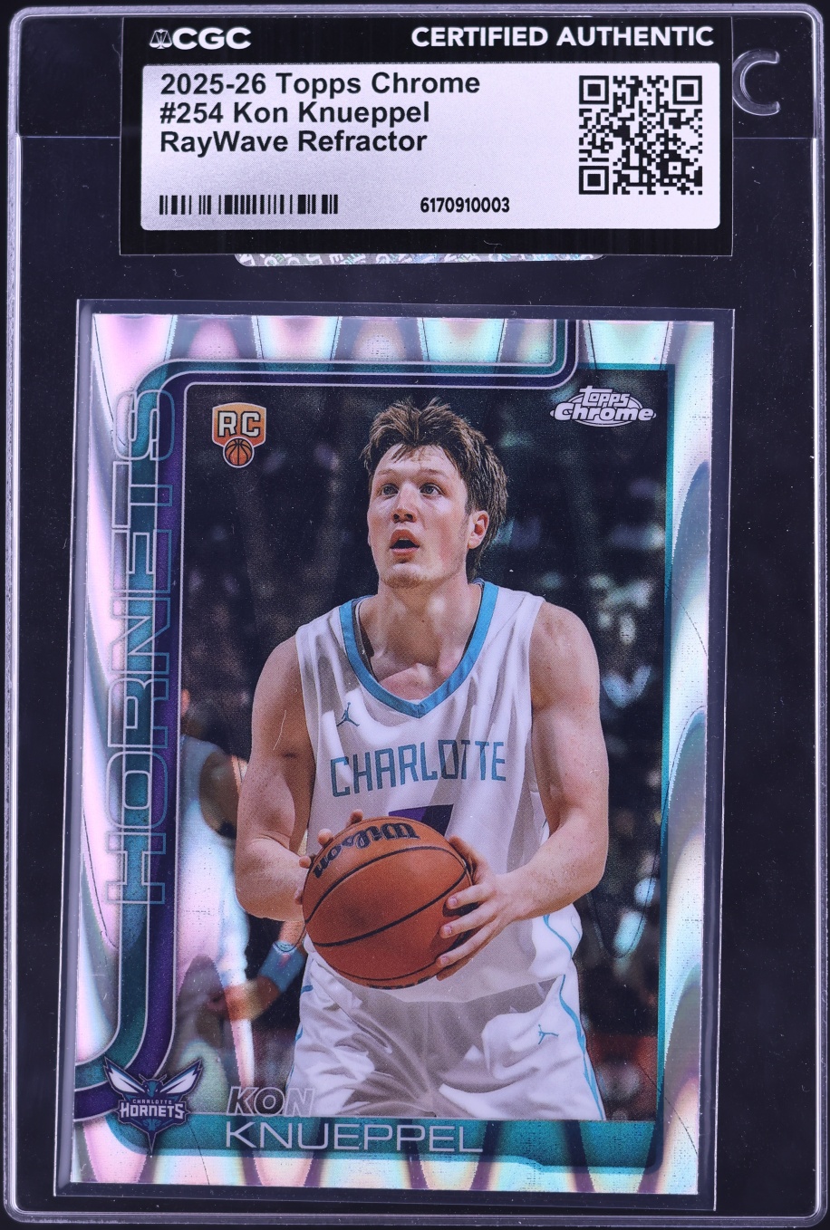 2025 Topps Chrome RayWave Refractor Kon Knueppel ROOKIE #254 CGC AUTH
