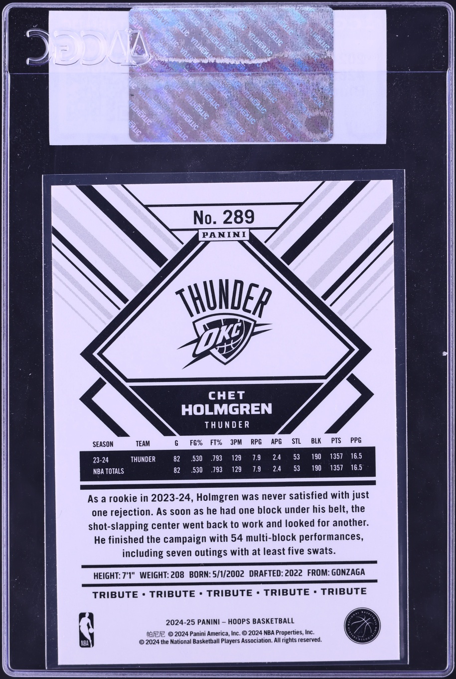 2024 Hoops Blue Chet Holmgren #289 CGC AUTH