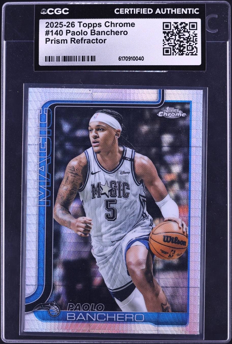 2025 Topps Chrome Prism Refractor Paolo Banchero #140 CGC AUTH