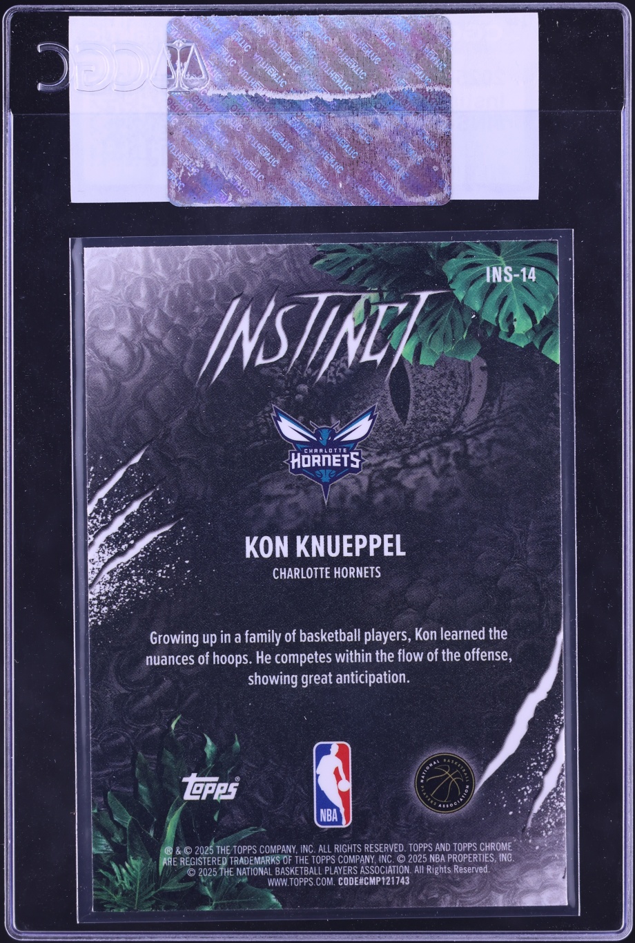 2025 Topps Chrome Instinct Kon Knueppel ROOKIE #INS-14 CGC AUTH
