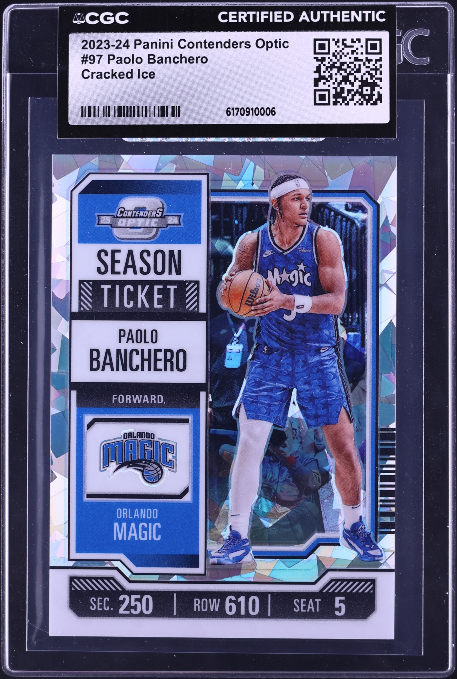 2023 Panini Contenders Optic Cracked Ice Paolo Banchero #97 CGC AUTH