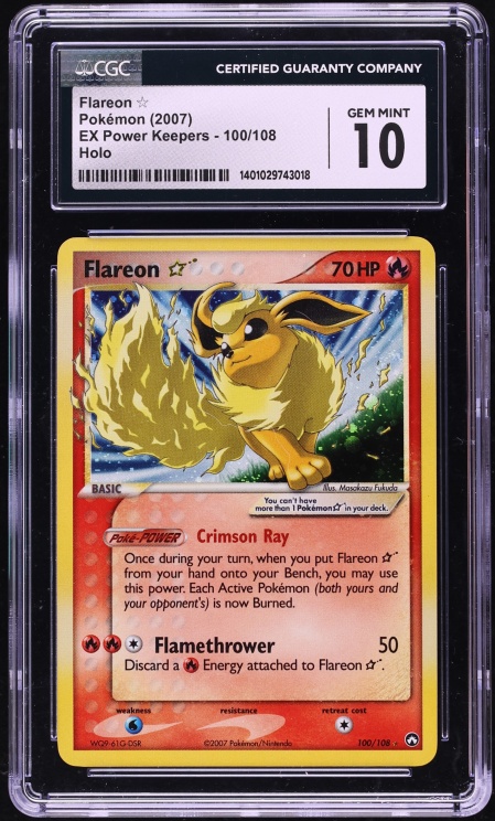2007 Pokemon EX Power Keepers Holo Flareon Gold Star #100 CGC 10 GEM MINT