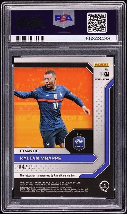 2022 Panini Prizm World Cup Qatar International Ink Gold Kylian Mbappe AUTO DNA 9 /10 PSA AUTH