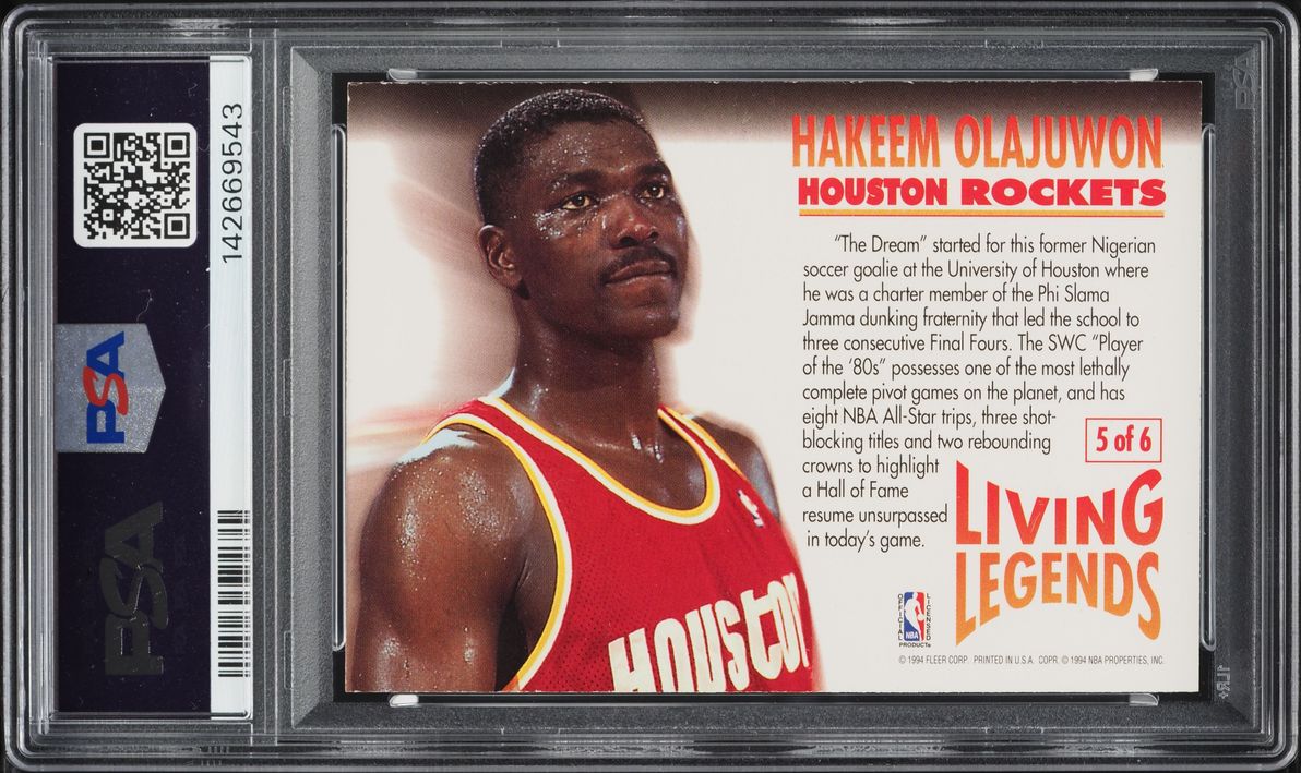 1993 Fleer Living Legends Hakeem Olajuwon #5 PSA 6 EXMT