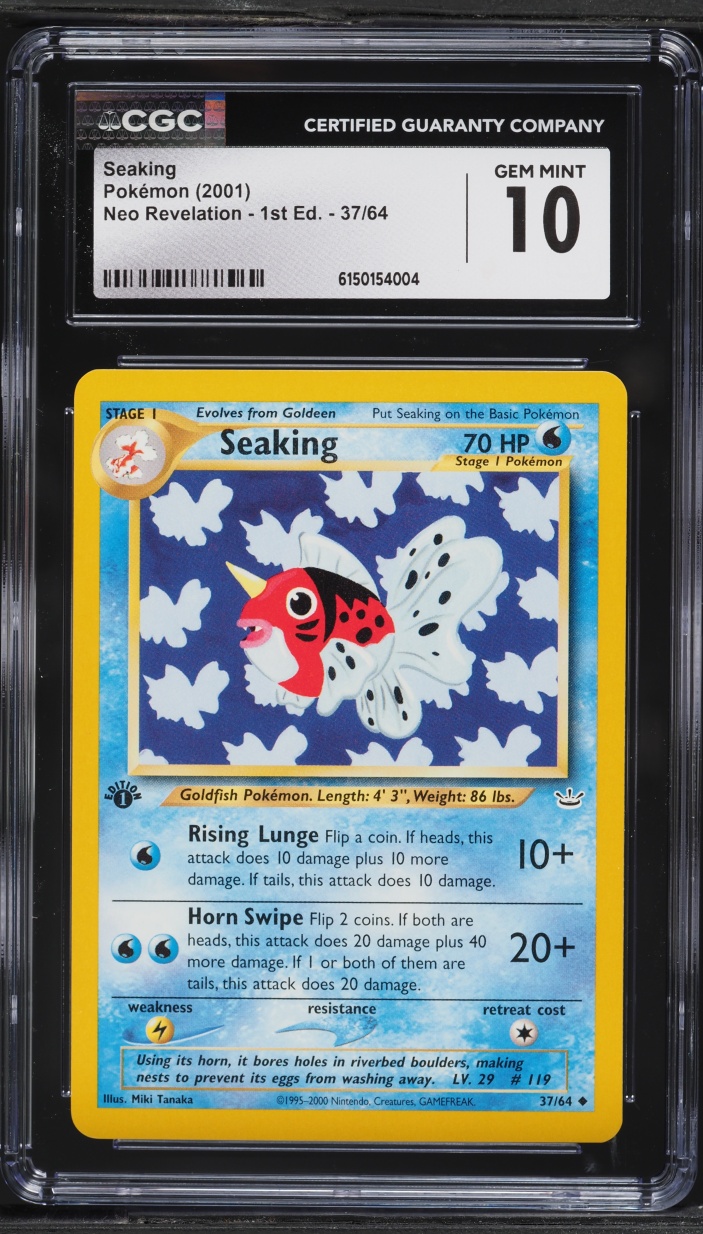2001 Pokemon Neo Revelation 1st Edition Seaking #37 CGC 10 GEM MINT