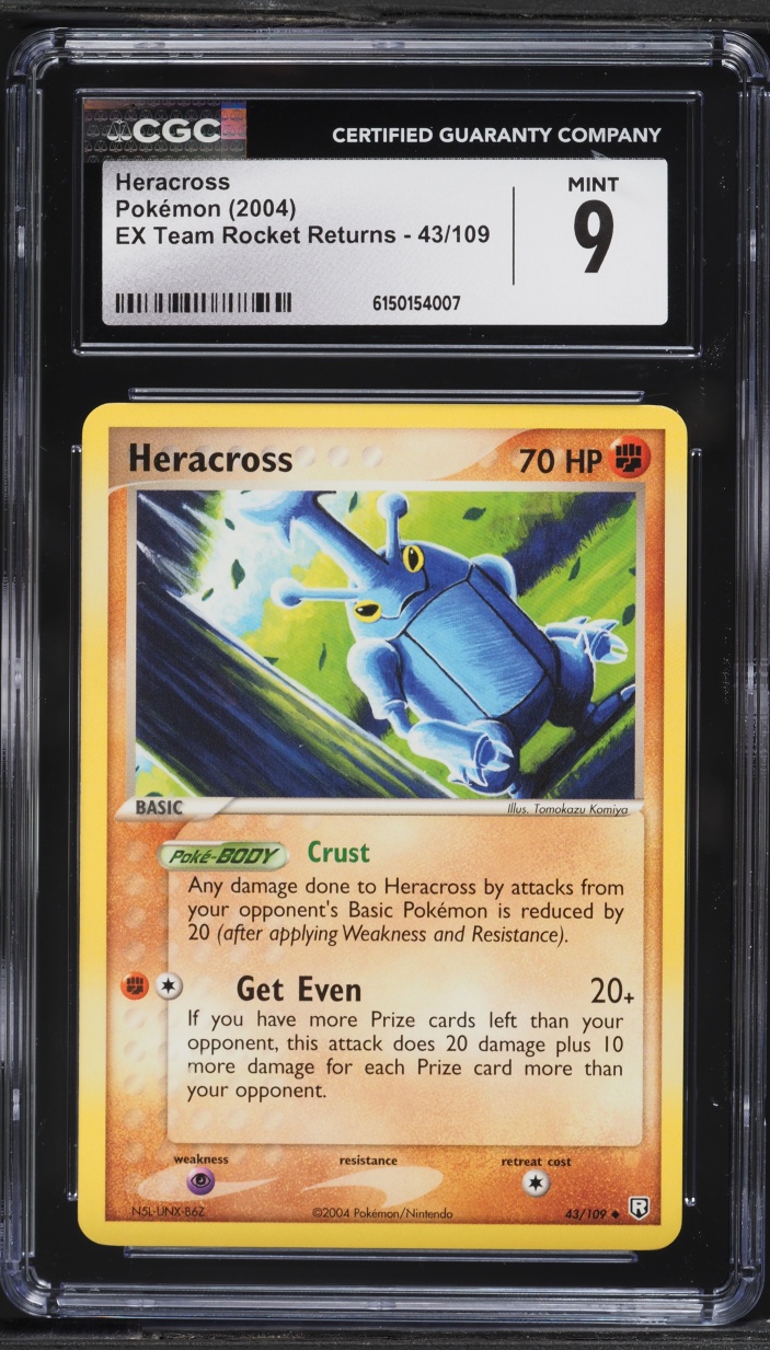 2004 Pokemon EX Team Rocket Returns Heracross #43 CGC 9 MINT