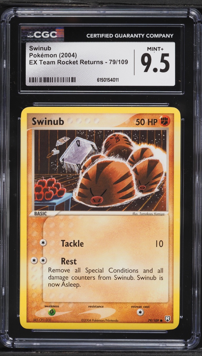 2004 Pokemon EX Team Rocket Returns Swinub #79 CGC 9.5 MINT+