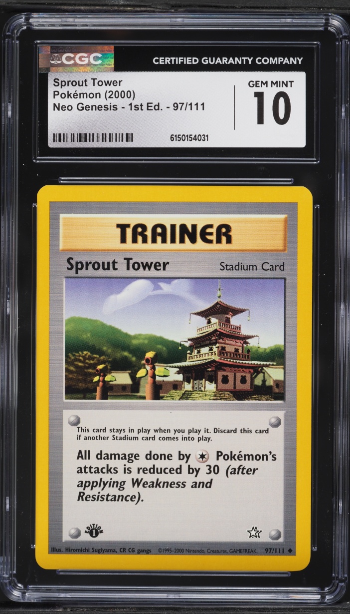 2000 Pokemon Neo Genesis 1st Edition Sprout Tower #97 CGC 10 GEM MINT