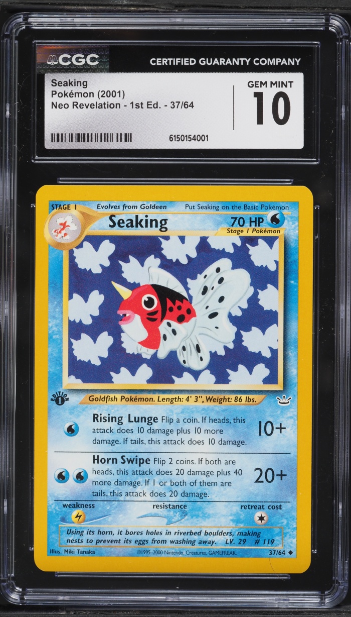 2001 Pokemon Neo Revelation 1st Edition Seaking #37 CGC 10 GEM MINT