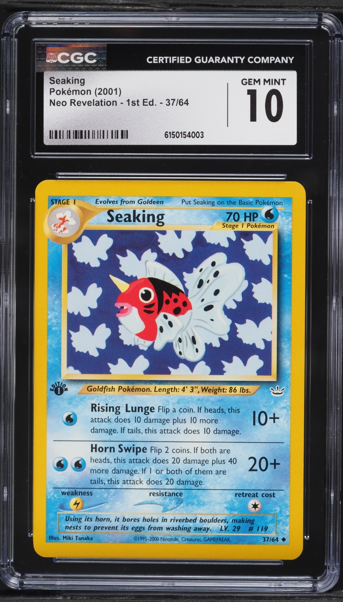 2001 Pokemon Neo Revelation 1st Edition Seaking #37 CGC 10 GEM MINT