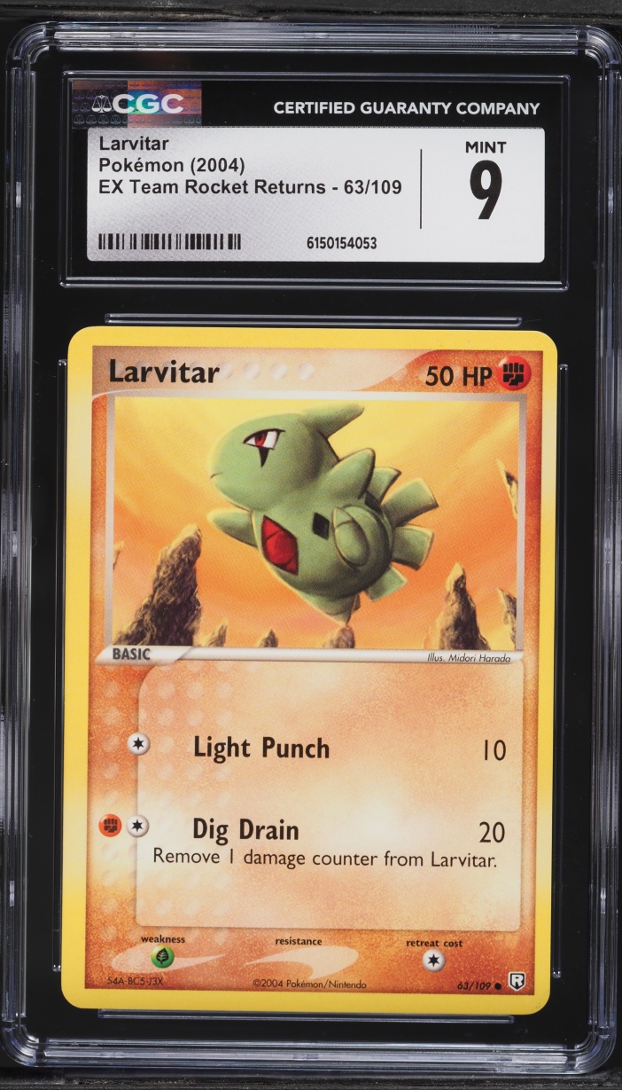 2004 Pokemon EX Team Rocket Returns Larvitar #63 CGC 9 MINT