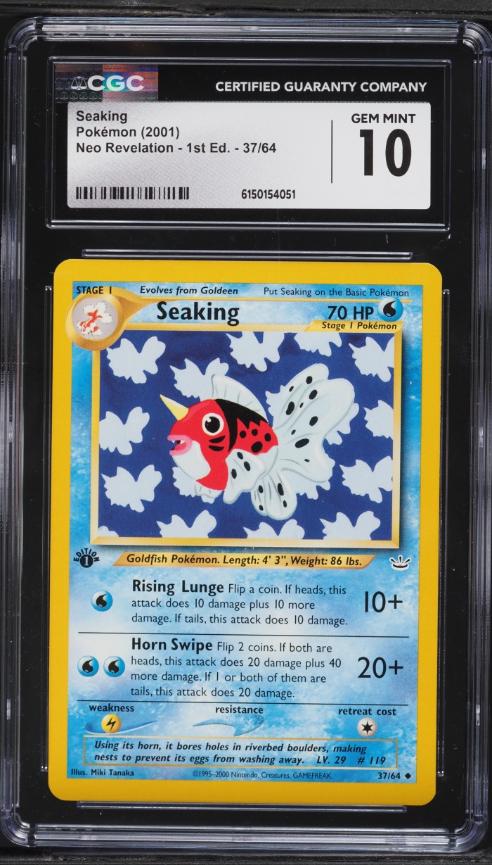 2001 Pokemon Neo Revelation 1st Edition Seaking #37 CGC 10 GEM MINT