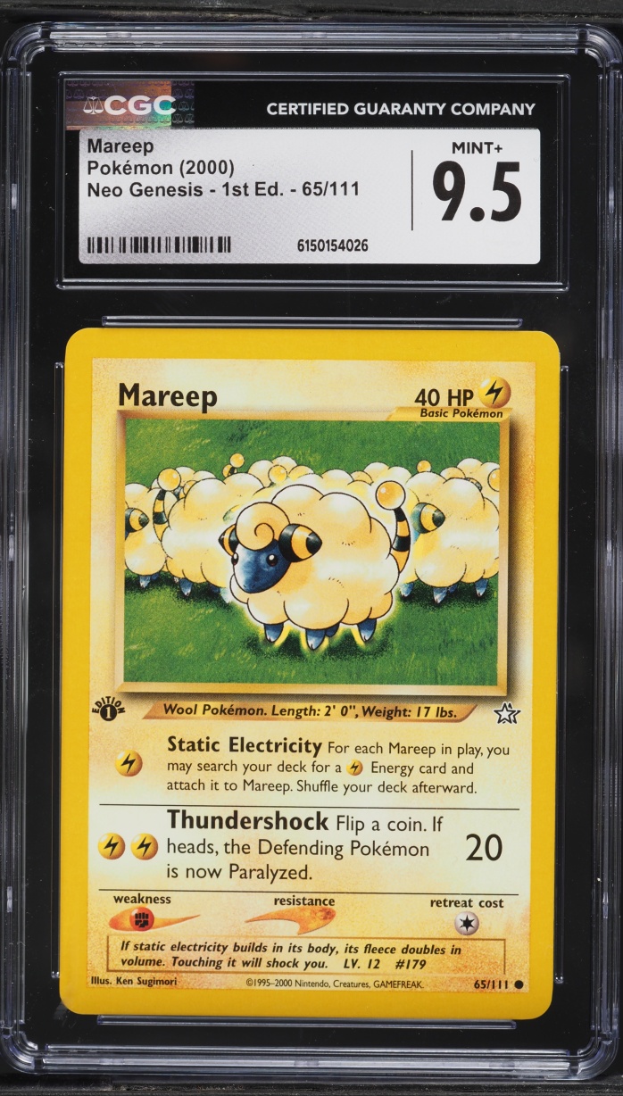 2000 Pokemon Neo Genesis 1st Edition Mareep #65 CGC 9.5 MINT+