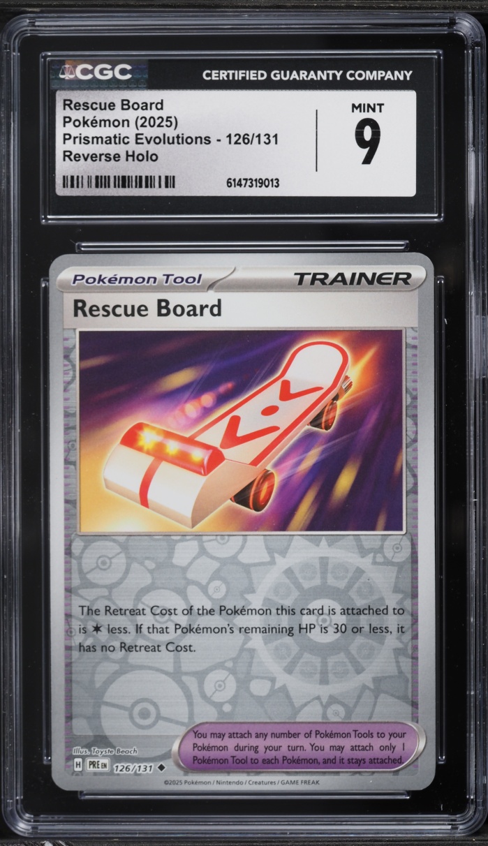 2025 Pokemon Scarlet & Violet Prismatic Evolutions Reverse Holo Rescue Board #126 CGC 9 MINT
