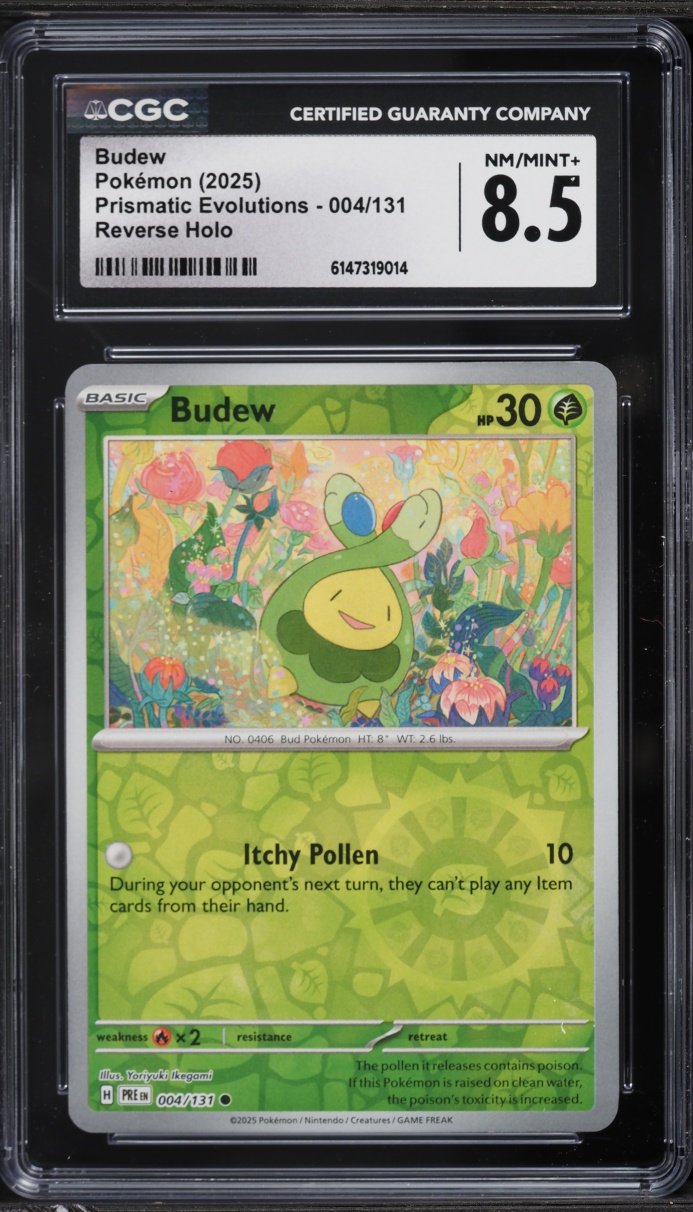 2025 Pokemon Scarlet & Violet Prismatic Evolutions Reverse Holo Budew #4 CGC 8.5 NM-MT+