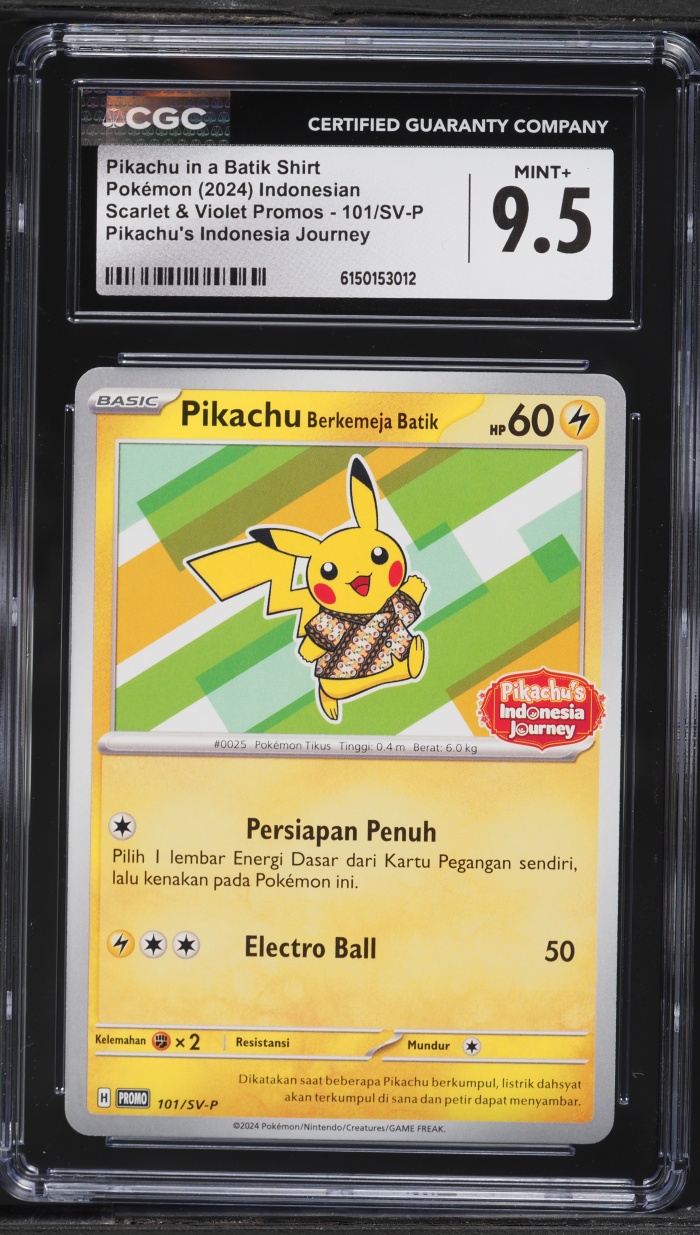 2024 Pokemon Indonesian Scarlet & Violet Promo Pikachu In A Batik Shirt #101 CGC 9.5 MINT+