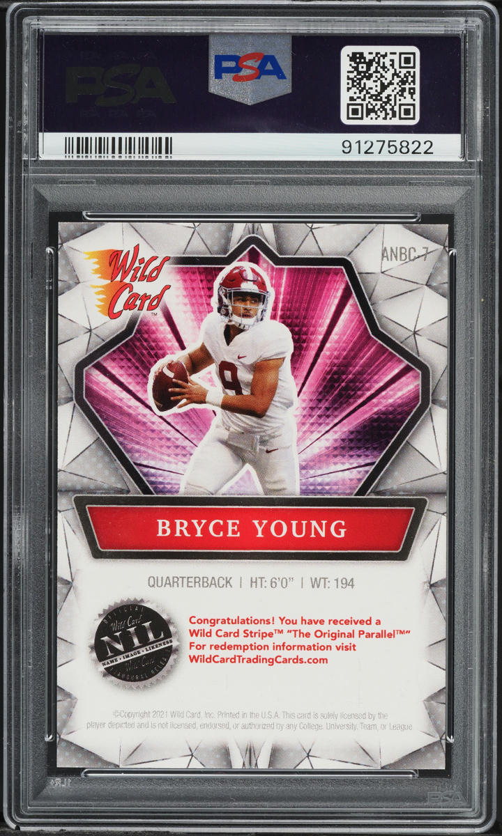 2021 Wild Card Alumination NIL Collegiate Bryce Young ROOKIE #ANBC-7 PSA 9 MINT