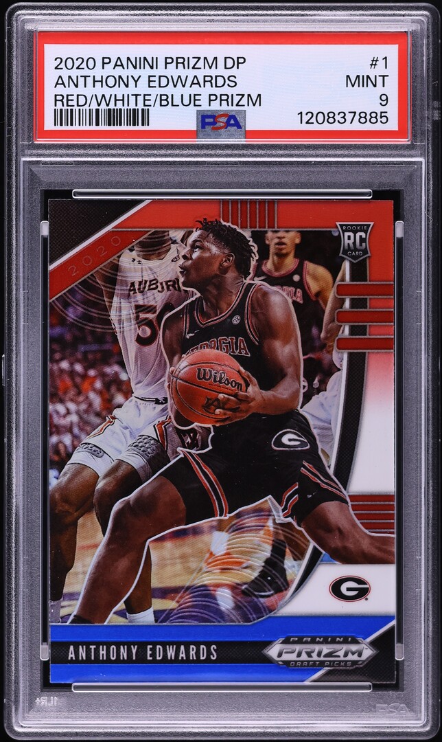 2020 Panini Prizm Draft Red White Blue Anthony Edwards ROOKIE #1 PSA 9 MINT