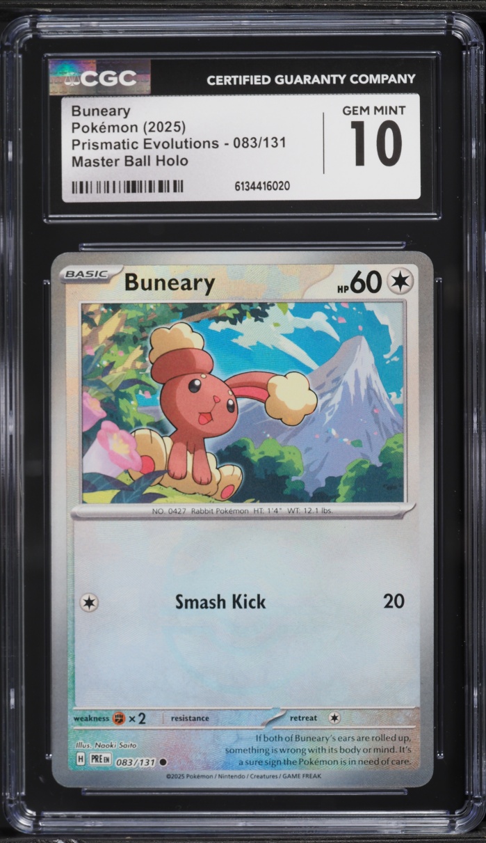 2025 Pokemon Scarlet & Violet Prismatic Evolutions Master Ball Holo Buneary #83 CGC 10 GEM MINT