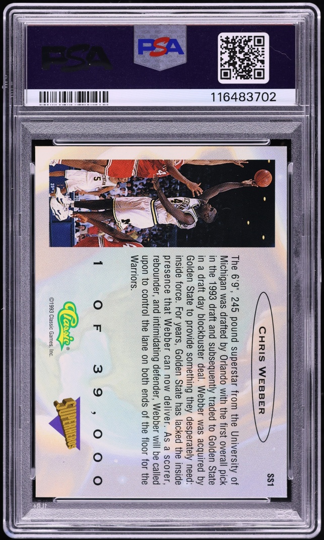 1993 Classic Draft Illustrated Chris Webber ROOKIE #SS1 PSA 9 MINT