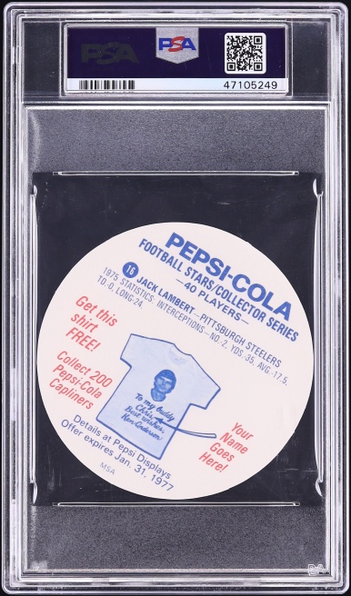 1976 Pepsi Discs Football Jack Lambert ROOKIE #16 PSA 10 GEM MINT