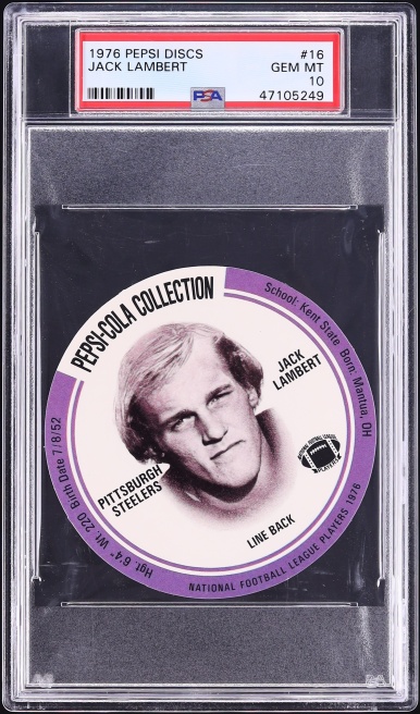 1976 Pepsi Discs Football Jack Lambert ROOKIE #16 PSA 10 GEM MINT